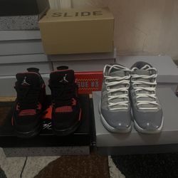 jordan 4’s red thunder and jordan 11 cool grey size 6 and 6.5