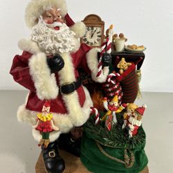 Kirkland Santa  Claus Fireplace Christmas Figure Display Fabric Mache Vintage