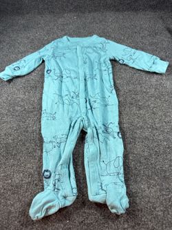 Carter’s Baby 6M Aqua Blue Animal Print Footed Sleeper Snap One Piece