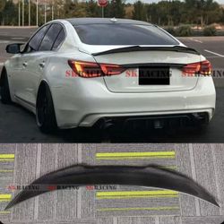 For 2014-2020 Infiniti Q50 Real Carbon Fiber Rear Trunk Spoiler Lip Wing Bodykit