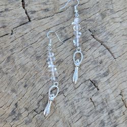 Clear Quartz Crystal Goddess Dangle Earrings