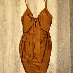 Brown Bow BodyCon Dress 