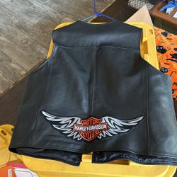 Three X genuine, leather Harley Davison vest