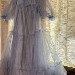 Dusty blue puffy Dress 