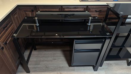 Black glass computer desk with separate shelf......$160