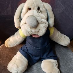 Vintage Heritage Collection Wrinkles Dog Hand Puppet Plush w/ Collar Tag (contact info removed)