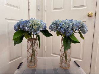 Rustic Clear Glass Vase with Hand-Woven Hemp Rope Wrap