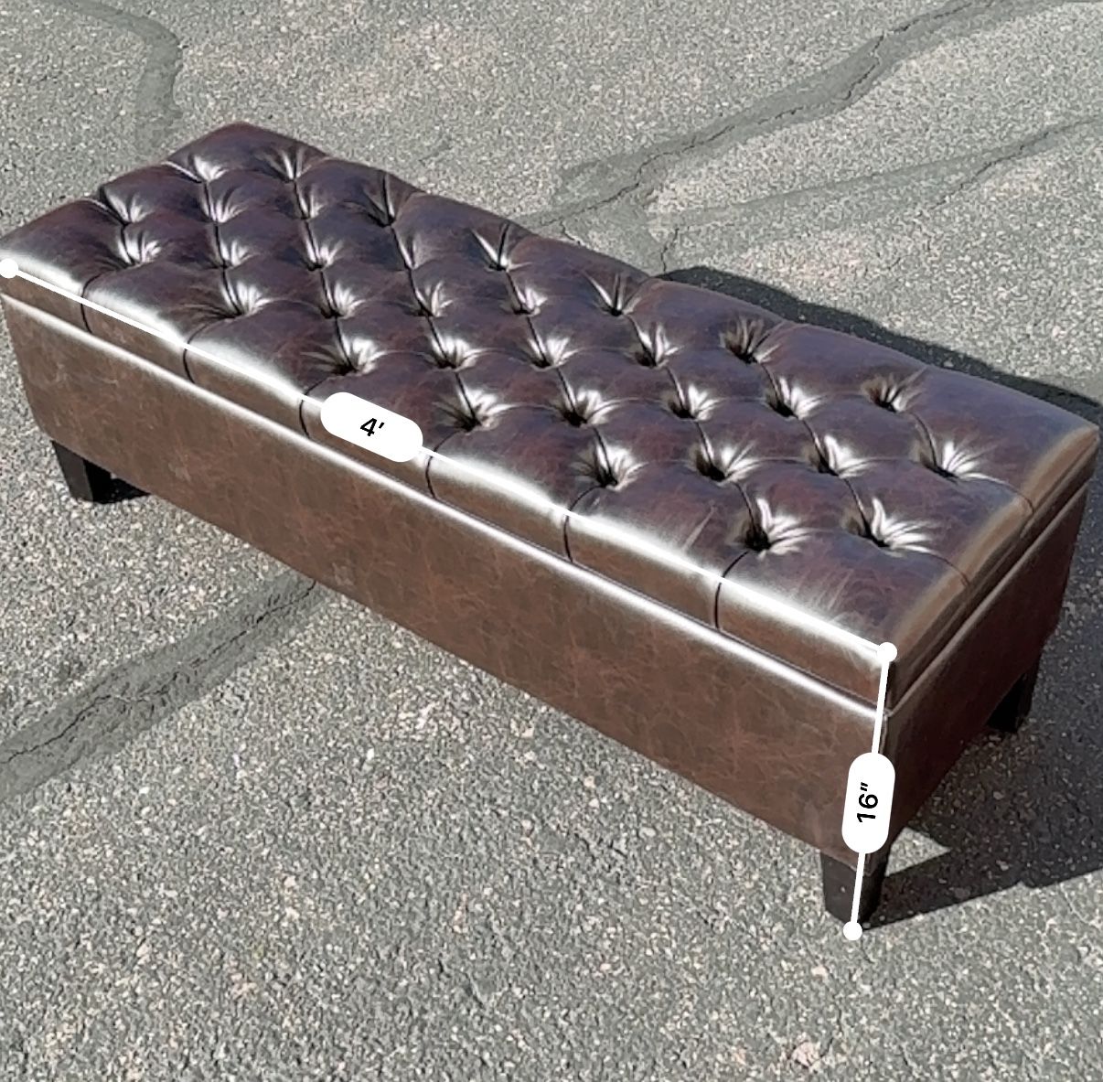 Brown Faux Leather Ottoman 