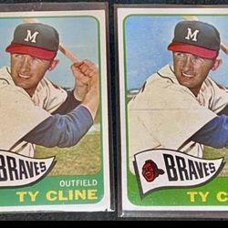 2x Ty Cline Card Lot 1965 Topps Braves
