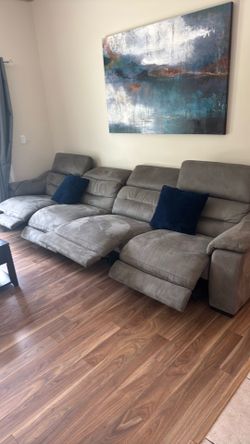 Gray microfiber Recliner couch