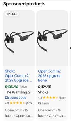 Shokz open comm2 headset