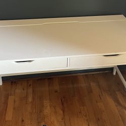 White Desk with 2 Drawers and Cable Management