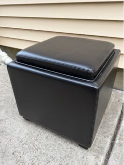 Crate and Barrel Leather Ottoman with Storage