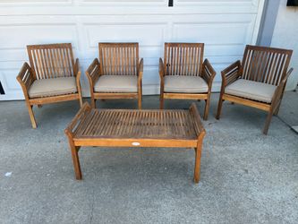 5 Piece Outdoor Wooden Patio Furniture Set