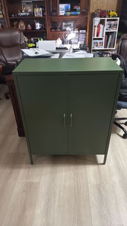 Green metal/Steel standing Cabinet with Adjustable Shelves