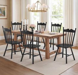 8X Black solid wood dining chairs