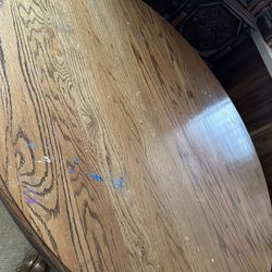 Round Lion Feet Double Leaf Antique Table With Chairs 