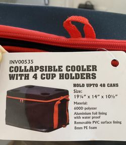 Collapsible Cooler With 4 Cup Holders