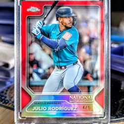 Julio Rodriguez RED #/5 2025 Topps Chrome National SILVER PACK JRod Mariners 🔱