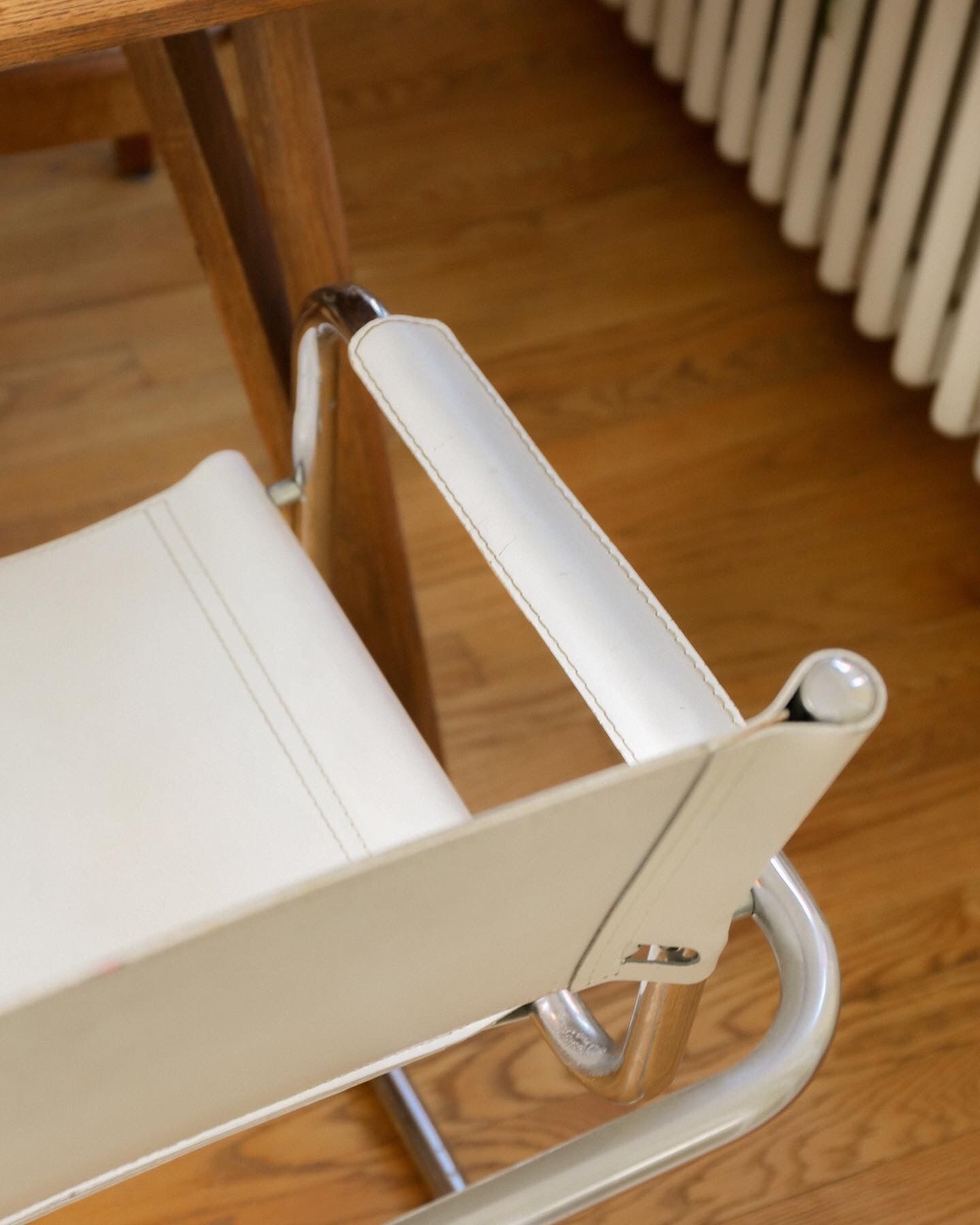 White Leather Mart Stam Cantilever Chairs
