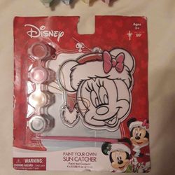 NEW Minnie Mouse stain glass painting craft kit with extra paints