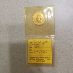 1900 Imperial Russia 10 Gold Rubles 