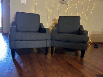 Set of 2 Gray Upholstered Accent Chairs