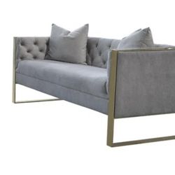 Grey gold silver loveseat