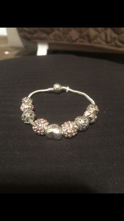 Women’s sterling silver plated pink love charm bracelet 7/1/2 inch no refunds