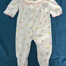 Vintage? Carters Baby Sleeper Terry Cloth Footed Small Up To 11 Lbs Flowers