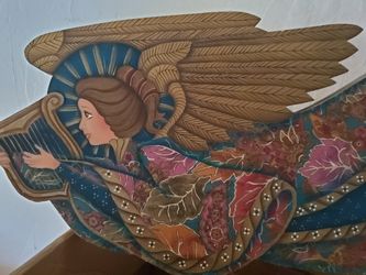 Angel. Mod Podge Material Over Wood. Beautiful.  