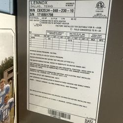 4 Ton 230v Lennox Air Handler 2017