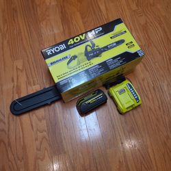 Ryobi 40V 'HP' 14" Chainsaw, Battery, Rapid Charger