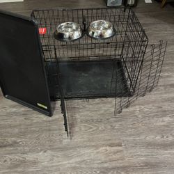 30 “ Double Door Puppy Crate With Trays Included & Bowls 