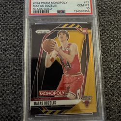 2024-25 Monopoly Prizm Matas Buzelis Black Gold /5 PSA 10