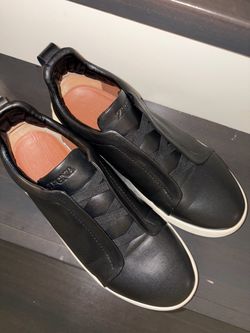 Zegna Black Leather Sneakers size 13