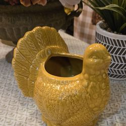 Vintage Yellow Rooster Planter