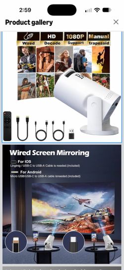 Portable 1080P Mini Projector with Remote