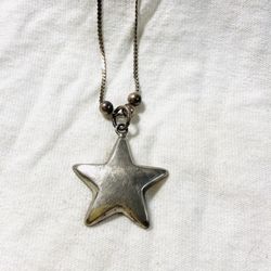 Puffed Silver Star ⭐️ Pendant With Chain