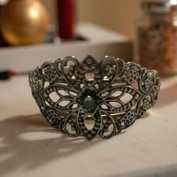 Intricate silver filigree bracele