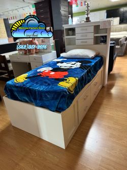 Twin storage bed frame single cama nueva new cajones