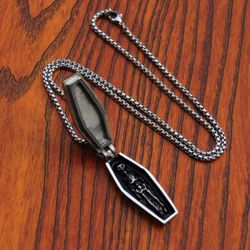 Small Coffin Pendant Necklace That Opens