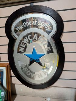 Newcastle Brown Ale Pub Mirror Bar Sign Framed Glass Advertising Display Decor