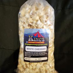 King's Gourmet White Cheddar Popcorn. Quantity Discounts For Product & Shipping. Please Inquire 