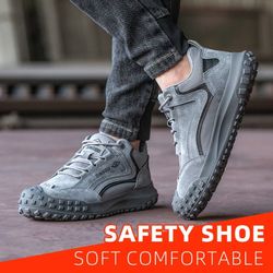Rubber sole breathable industrial construction protective shoes anti-smash and puncture-proof steel toe shoes men's steel toe anti-puncture and anti-s