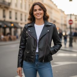 ZERA Women Size XXL Biker Jacket Winter Warm Faux Leather 