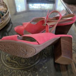 Nine West Pink Block Heel Sandals