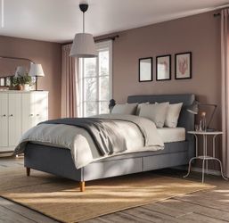 Full size bed frame w/4 storage drawers, like new