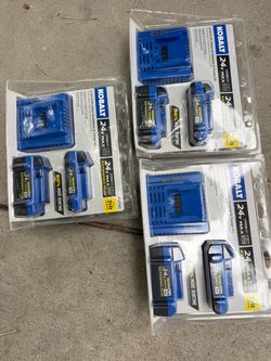 New Kobalt 24 V Max 2 Pack Batteries Kit with Charger $70 Each