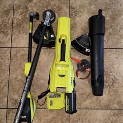 RYOBI Cordless Leaf Blower and String Trimmer with 4AH Battery and Charger